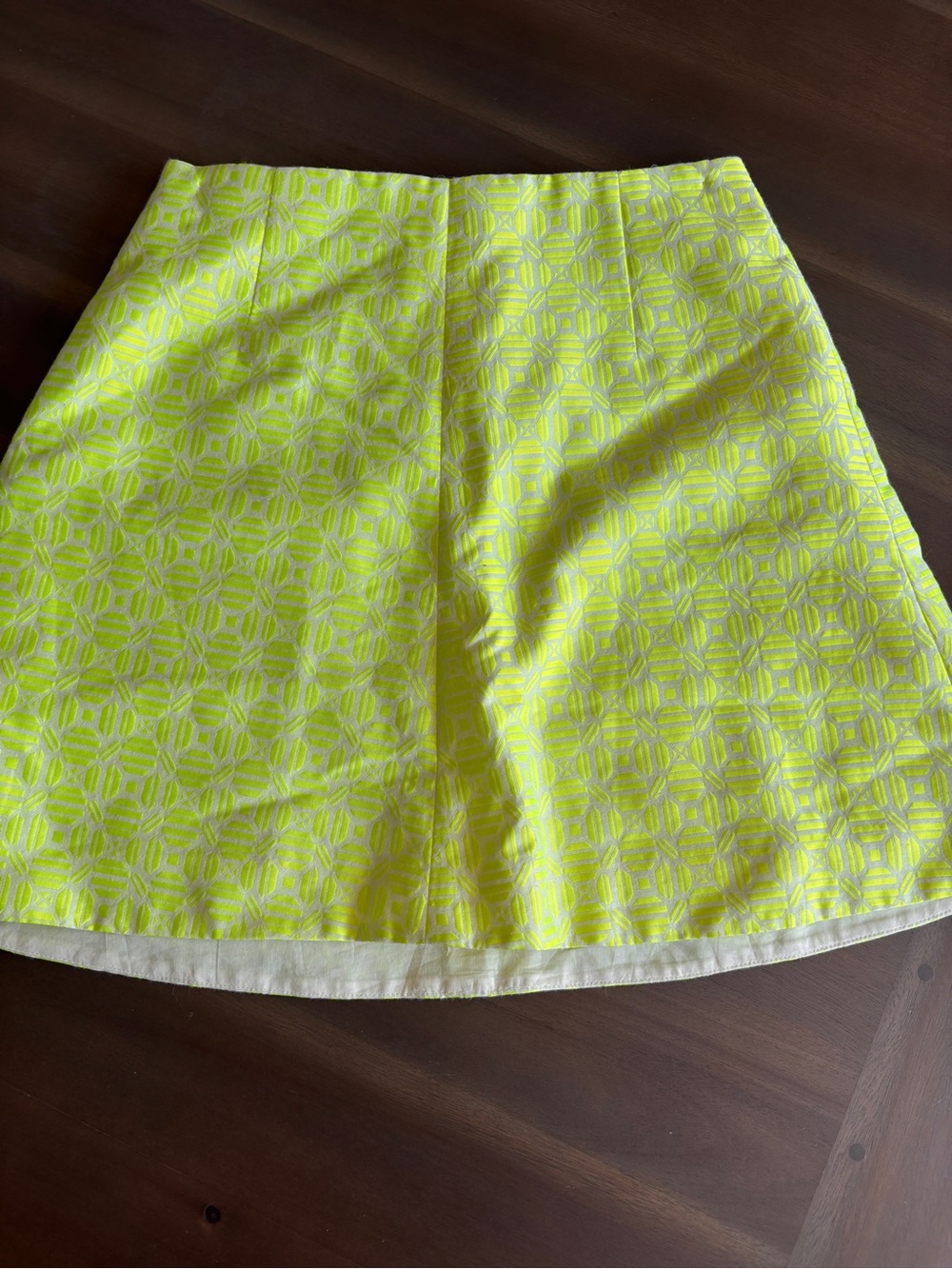 J. Crew Neon Yellow Geometric A-Line Skirt